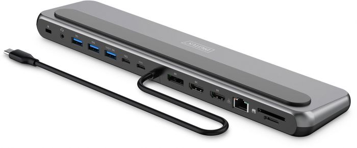 Док-станція DIGITUS USB-C > 2xHDMI/1xDP/3xUSB-A/USB-C/RJ54/PD/Audio