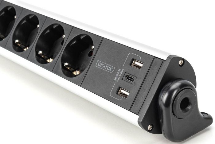 Блок розеток DIGITUS Office, 6xSchuko 16A, 3xUSB 2A, вимикач, 1.5м, вилка Schuko