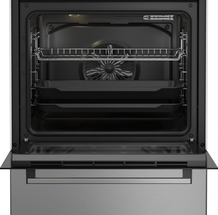 Плита Beko електрична склокерамічна, 72л, 60x60см, дисплей, конвекція, нерж