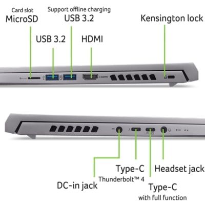 Ноутбук Acer Predator Triton Neo 16 PTN16-51 16" WQXGA, Intel U7-155H, 16GB, F1TB, NVD4060-8, Lin, сріблястий