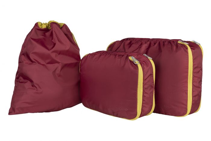 Набір чохлів для пакування одяу, Tucano Piego Travel 2+1, нейлон, бордо