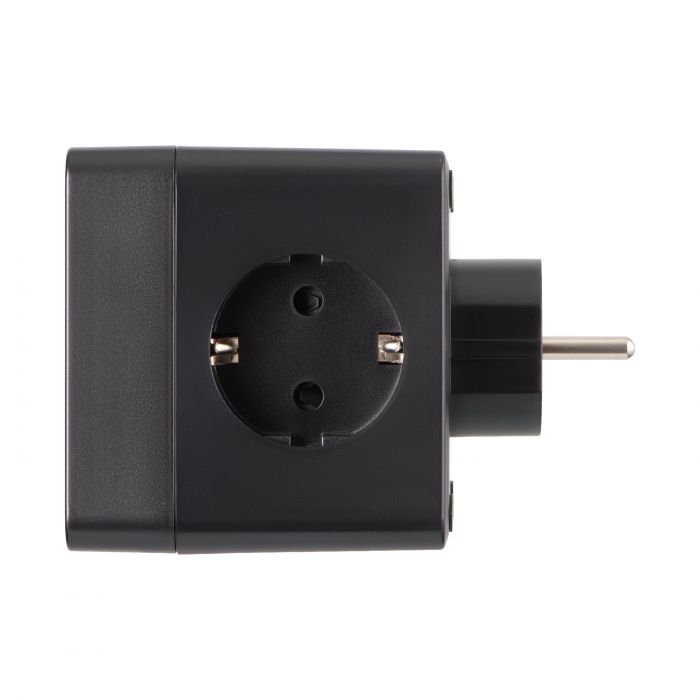 Адаптер мережевий 2E 3xТипF, 16A, 2xUSB-A, 1x USB-C фільтр, чорний