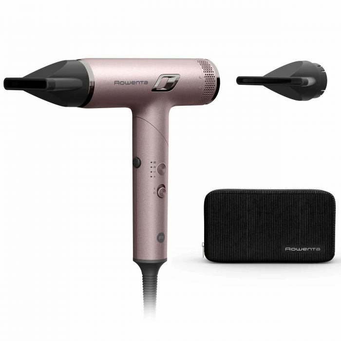 Фен Rowenta T-Shape Maestria Nano Foldable, 1700Вт, 3 режими, іоніз-я, хол. обдув, кейс, рожевий