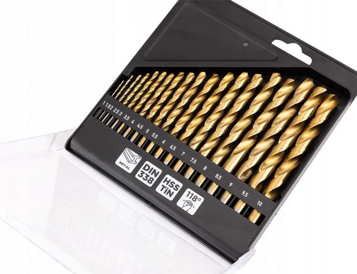 Набір свердел по металу GRAPHITE HSS TiN 1-10мм кейс 19шт