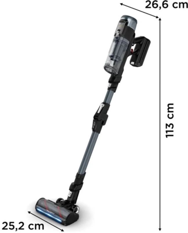 Пилосос Rowenta безпровідний X-Force Flex 16.60 Animal, 315Вт, вологе прибирання, конт пил -0.65л, автон. робота до 120хв, HEF system 99,9%, чорно-сірий