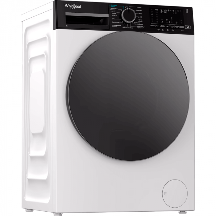 Пральна машина Whirlpool фронтальна, 8кг, 1400, C, 55см, дисплей, пара, інвертор, люк чорний, білий