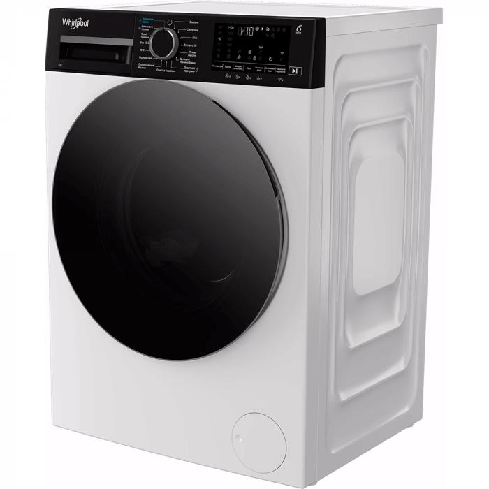 Пральна машина Whirlpool фронтальна, 8кг, 1400, C, 55см, дисплей, пара, інвертор, люк чорний, білий