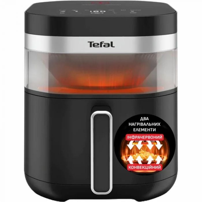 Мультипіч Tefal Easy Fry Infrared, 1850Вт, чаша-7л, сенсорне керув., 8 програм, з віконцем, пластик, чорний