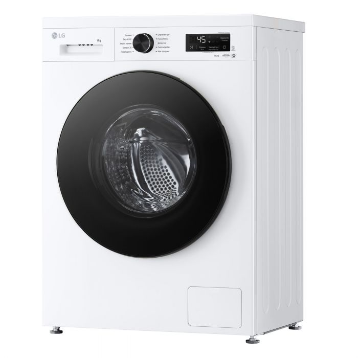 Пральна машина LG фронтальна, 7кг, 1200, A, 44см, дисплей, пара, інвертор, білий