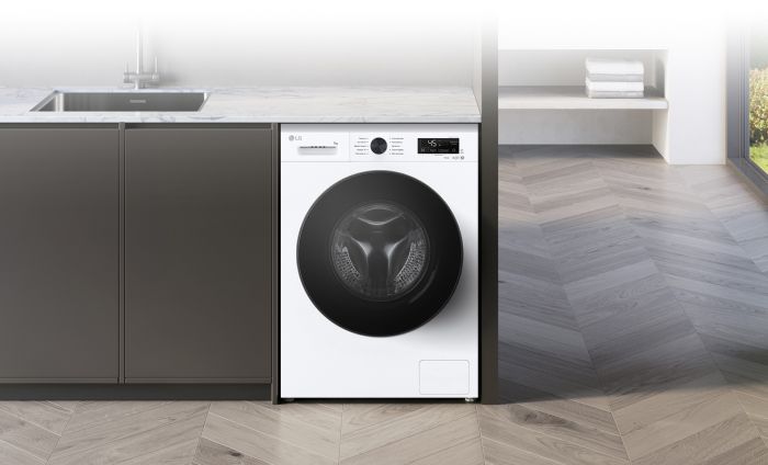 Пральна машина LG фронтальна, 7кг, 1200, A, 44см, дисплей, пара, інвертор, білий