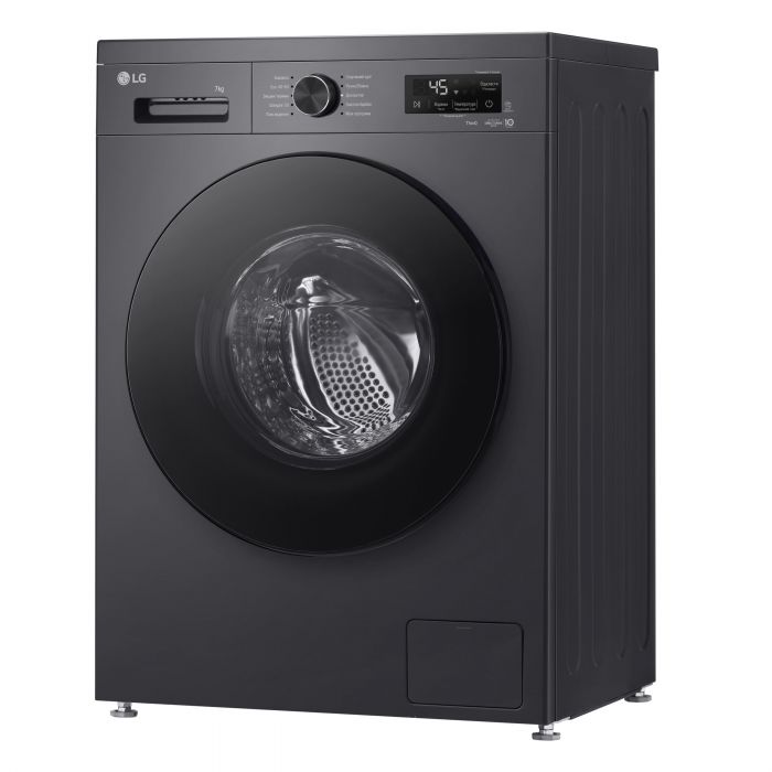 Пральна машина LG фронтальна, 7кг, 1200, A, 44см, дисплей, пара, інвертор, чорний
