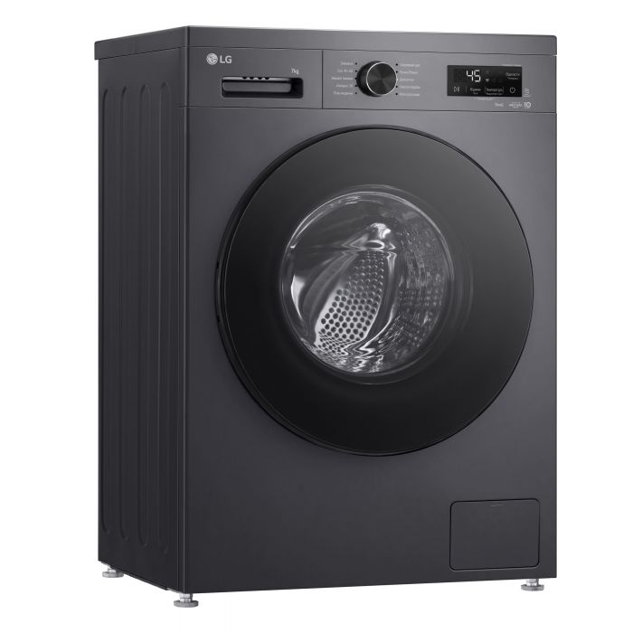 Пральна машина LG фронтальна, 7кг, 1200, A, 44см, дисплей, пара, інвертор, чорний