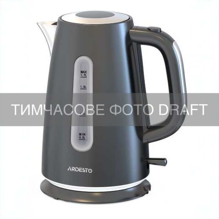 Електрочайник ARDESTO 1.7л, Strix, метал, підсвітка, матовий, чорний