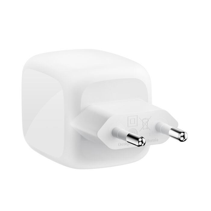 Зарядний пристрій мережевий Belkin 67Вт 2хUSB-С GAN PD PPS, кабель USB-С > USB-C, 2м, білий
