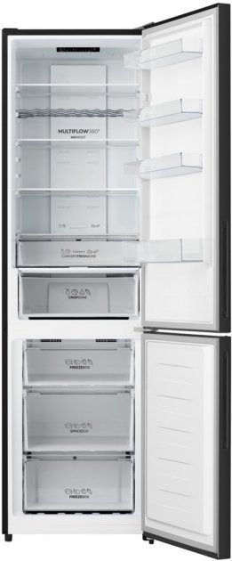 Холодильник з нижн. мороз. камерою Gorenje, 200х60х60см, 2 двері, 238(98)л, А+, NF+, Зона св-ті, Зовн. Дисп, Чорний