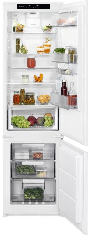 Холодильник Electrolux вбудований з нижн. мороз., 188.4x55х55, холод.відд.-213л, мороз.відд.-60л, 2дв., E, Combi, інв., диспл внутр., білий