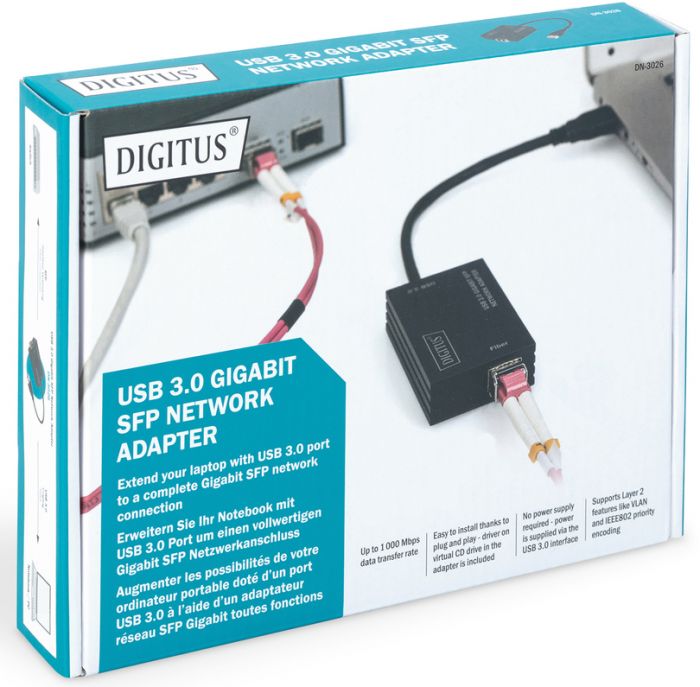 Адаптер DIGITUS USB-A > SFP, USB 3.0 Gigabit Network