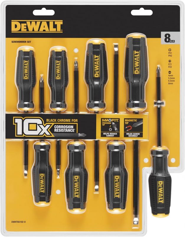 Викрутки DeWALT TOUGHSERIES MAX FIT, SL, PH, SQ, набір 8шт