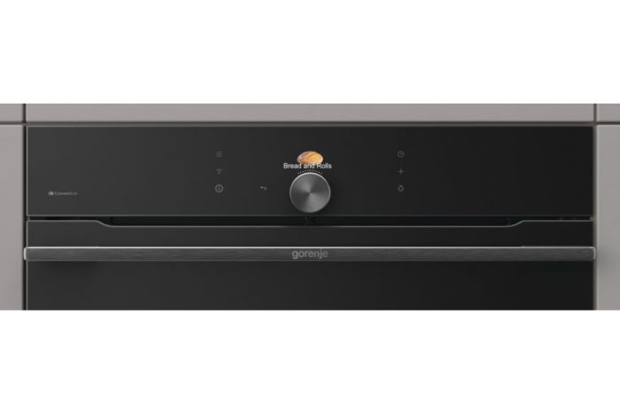 Духова шафа Gorenje електрична, 77л, A+, TouchFree, дисплей, мультисист, Wi-Fi керування, піроліз, готув. на різн рівнях, чорний