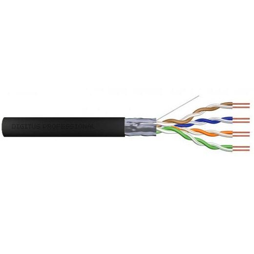 Кабель "вита пара" DIGITUS САТ 5e F-UTP, патч-кордовий, 305м, AWG 26/7, зовнішній, чорний