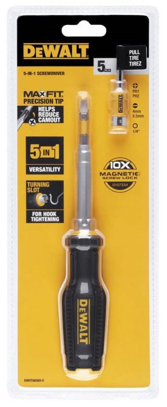 Викрутки DeWALT FULL FIT 6 Way, з бітами 2 шт, руків'я двокомпонентне, 75мм шт, SL, PH