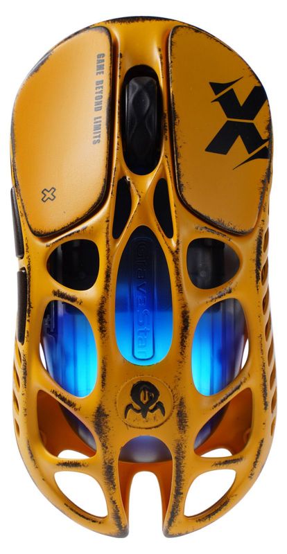 Миша GravaStar Mercury X, BT/WL/USB-A, RGB, Battle-Worn Yellow