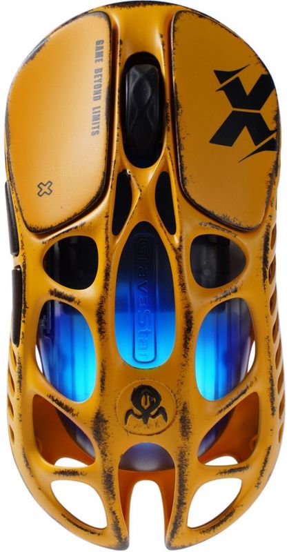 Миша GravaStar Mercury X, BT/WL/USB-A, RGB, Battle-Worn Yellow