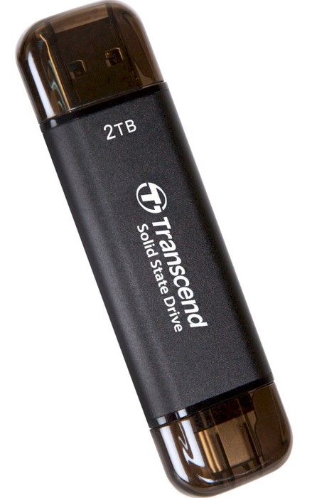 Портативний SSD Transcend 2TB USB 3.1 Gen 2 Type-A + Type-C ESD310 Чорний