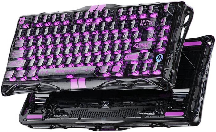 Клавіатура механічна GravaStar Mercury V75 Lite 80keys, Magnetic Blackcore, USB-A, RGB, Transparent Black