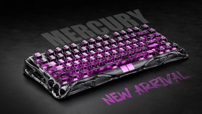 Клавіатура механічна GravaStar Mercury V75 Lite 80keys, Magnetic Blackcore, USB-A, RGB, Transparent Black