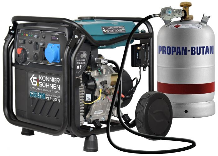 Генератор газобензиновий інверторний Konner&Sohnen KS 8100iEG 1/3, LPG 230/4000В, 8-8.5кВт, електростартер, 68кг