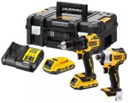 Набір із двох акумуляторних інструментів DeWalt 18В XR дриль-шурупокрут DCD709 шурупокрут ударний DCF80 акб 2х2А·год ЗП та кейс 5.9кг