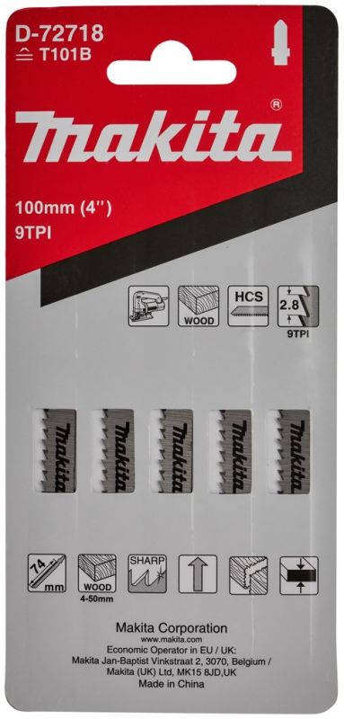 Пильне полотно Makita D-72718 для лобзика HCS по дереву гладке розпилювання B-11 (T101B) (D-72718)