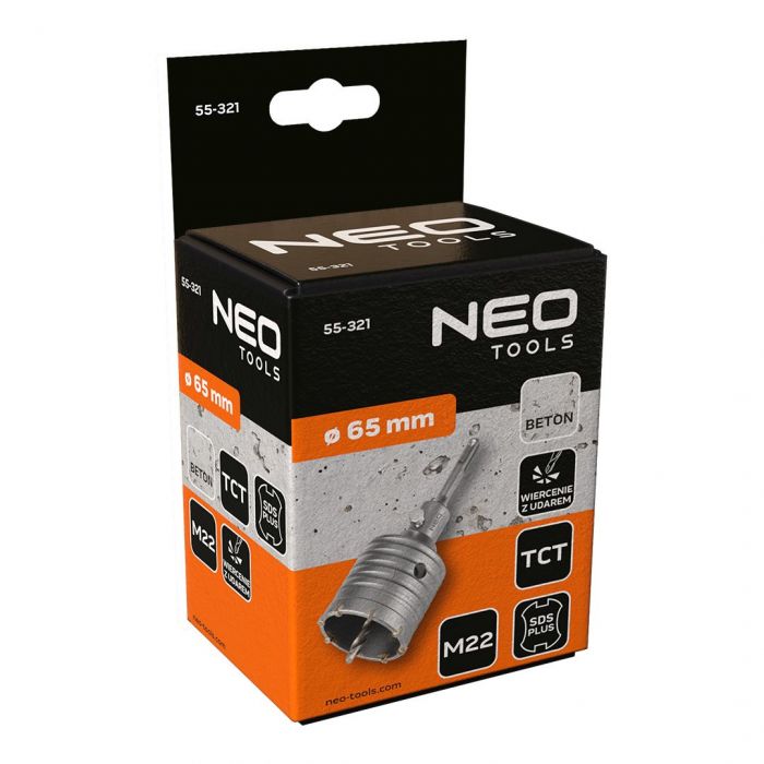 Коронка по бетону Neo Tools, біметалічна, SDS+, 65мм
