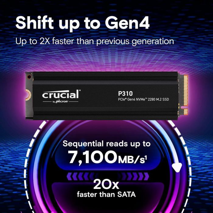 Накопичувач SSD Crucial M.2 1TB PCIe 4.0 P310 + радіатор