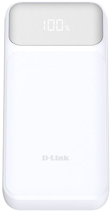 Акумулятор портативний літій-іонний Power Bank D-Link 20000мА*год, 65Вт PD 3.0, QC 3.0, 2xUSB-C, 1xUSB-A з дисплеєм, білий