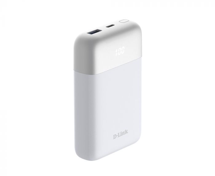 Акумулятор портативний літій-іонний Power Bank D-Link 10000мА*год 18Вт 1xUSB-A, 1xUSB-C, білий