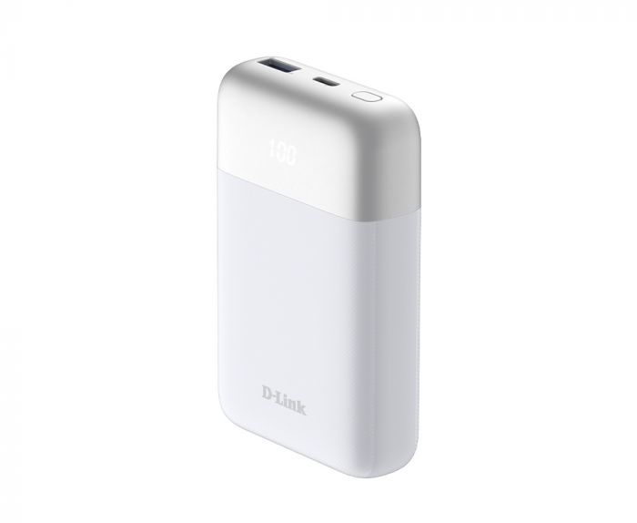 Акумулятор портативний літій-іонний Power Bank D-Link 10000мА*год 18Вт 1xUSB-A, 1xUSB-C, білий