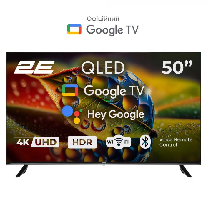 Телевізор 50" 2E QLED 4K 60Hz Smart Google TV Black