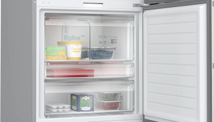 Холодильник Siemens з нижн. мороз., 186x75x78, xолод.відд.-357л, мороз.відд.-169л, 2дв., C, NF, дисплей, нерж