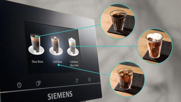 Кавомашина Siemens 2.4л, зерно + мелена, автомат.капучинатор, LED - дисплей, авторецептів - 20, чорно - срібний