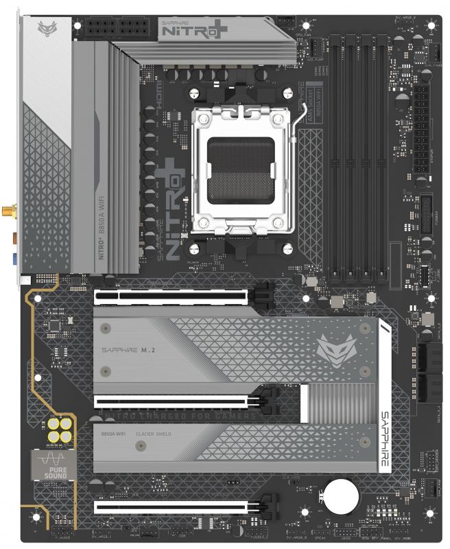 SAPPHIRE Motherboard NITRO+ B850A WIFI7 sAM5 B850 4xDDR5 M.2 HDMI DP WiFi BT ATX