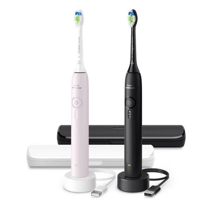 Щітка зубна електр. Philips, Sonicare 3100 series, набір , 2шт в наборі , чорний, рожевий