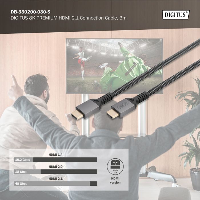 Кабель DIGITUS HDMI (M/M), 8K, Ultra High speed/Ethernet, 3м, чорний