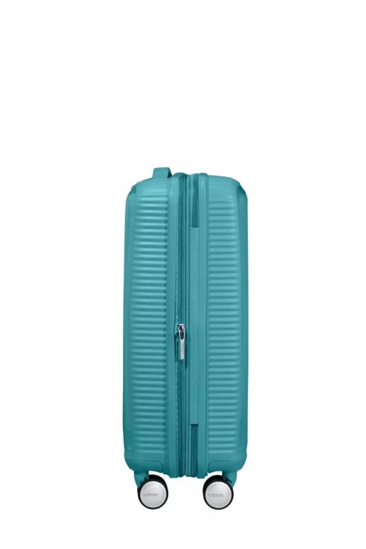 Валіза American Tourister, Soundbox, поліпропілен, мала, 55см, 35.5/41л, TSA, 4 колеса, EXP, бірюзовий