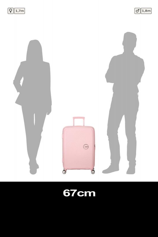 Валіза American Tourister, Soundbox, поліпропілен, середня, 67см, 71.5/81л, TSA, 4 колеса, EXP, пастельно-рожевий