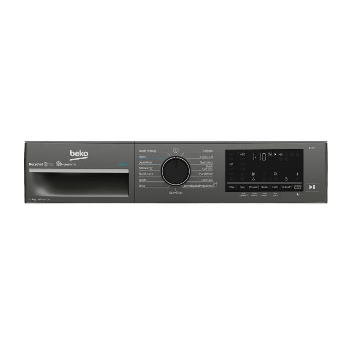 Пральна машина Beko фронтальна, 8кг, 1400, A, 55см, дисплей, пар, інвертор, графіт