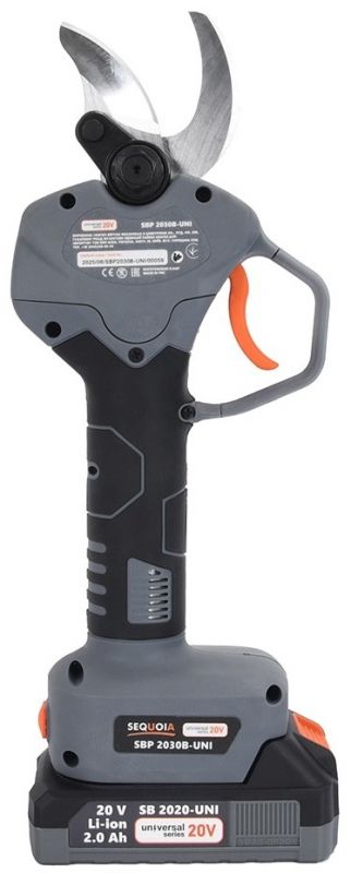Секатор акумуляторний SEQUOIA SBP2030B-UNI 20В акб 1х2А·год d різа 30мм ЗП 1.4кг