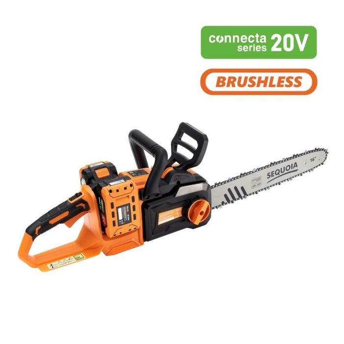 Пила ланцюгова акумуляторна SEQUOIA SBC4016BS-E2W 40В(20В+20В) акб 2х4.0А·год шина 40см 3/8" 25.0м/с ЗП 3.9кг