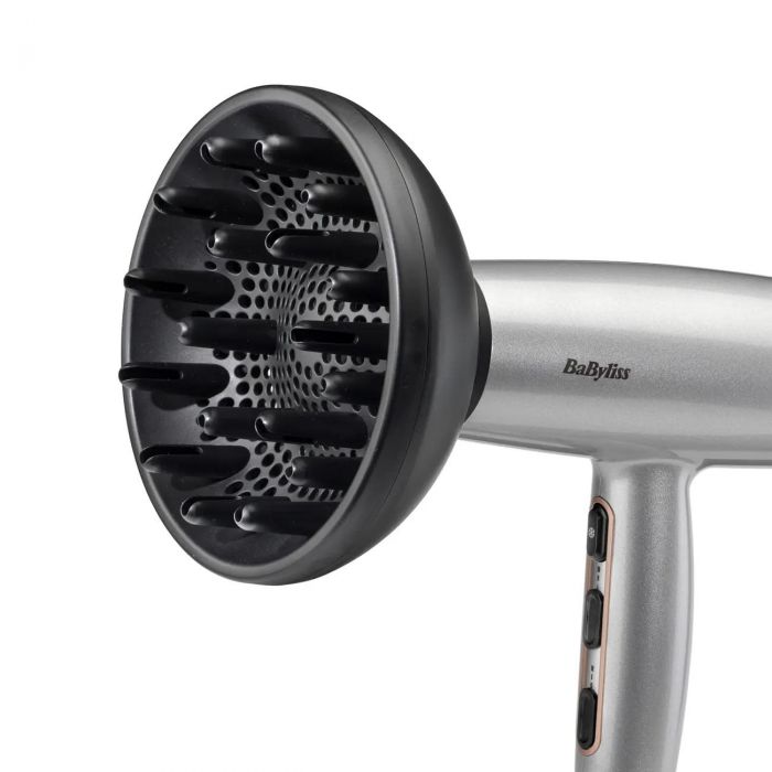 Фен Babyliss Cosmos, 2100Вт, 3 режими, іонізація, хол. обдув, 2 насадки, сірий